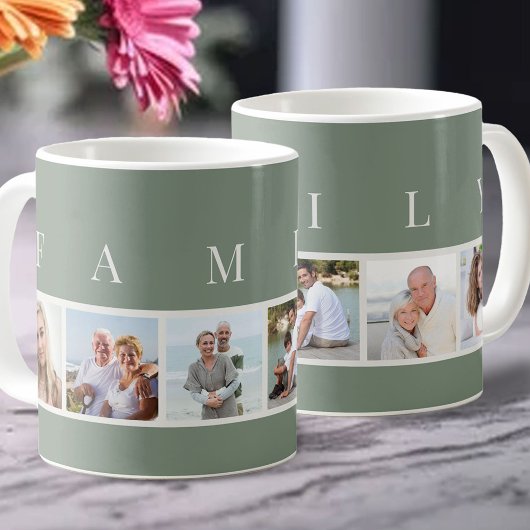 FAMILY Moderne Typografie und Custom 6 Foto Green Kaffeetasse