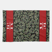 Family Monogram Christmas Holly Geschirrtuch (Horizontal)