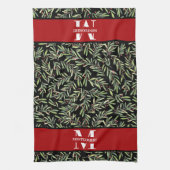 Family Monogram Christmas Holly Geschirrtuch (Vertikal)