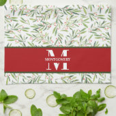 Family Monogram Christmas Holly Geschirrtuch (Gefaltet)