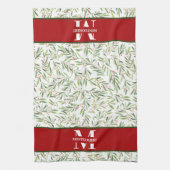 Family Monogram Christmas Holly Geschirrtuch (Vertikal)