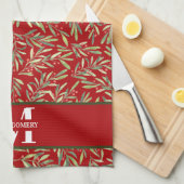 Family Monogram Christmas Holly Geschirrtuch (Viertel Falte)