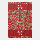 Family Monogram Christmas Holly Geschirrtuch (Vertikal)