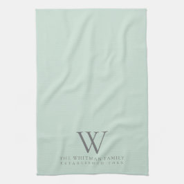 Family Monogram Elegant Sage Green Kitchen Geschirrtuch
