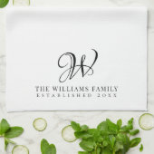 Family Monogram Elegant Script Kitchen Geschirrtuch (Gefaltet)