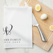 Family Monogram Elegant Script Kitchen Geschirrtuch (Viertel Falte)