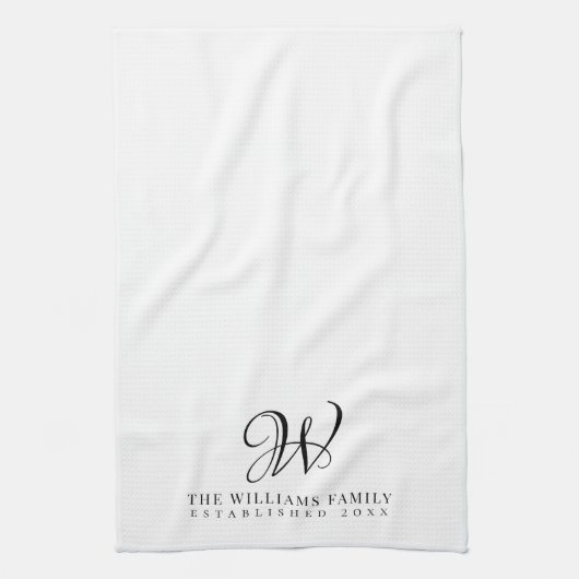 Family Monogram Elegant Script Kitchen Geschirrtuch (Vertikal)