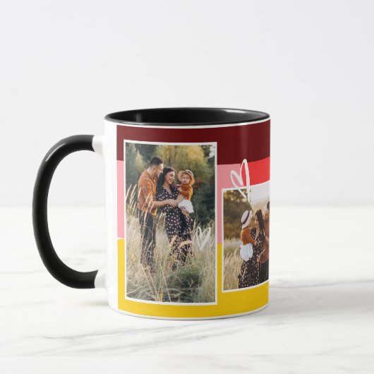 Family Multi Foto Collage Heart Script Kaffee Tasse (Links)