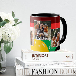 Family Multi Foto Collage Heart Script Kaffee Tasse