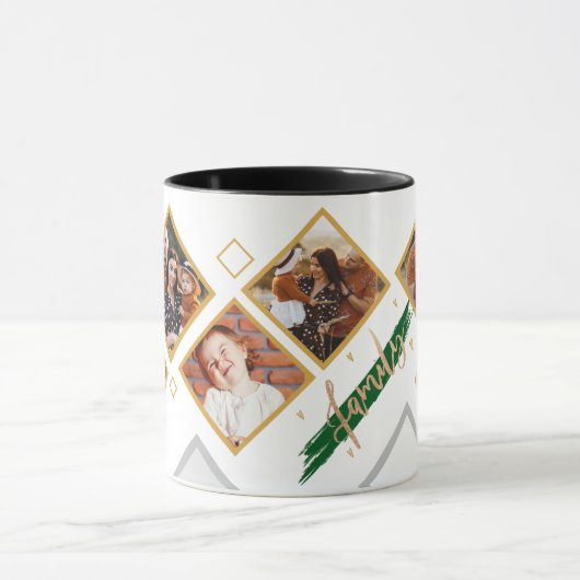 Family Multi Foto Collage Heart Script Kaffee Tasse (Zentrum)