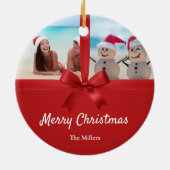 Family Name Beach Photo Christmas Ornament (Hinten)