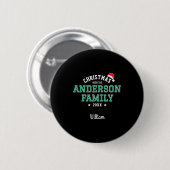 Family Name Christmas Santa Holiday Red Green T Sh Button (Vorne & Hinten)