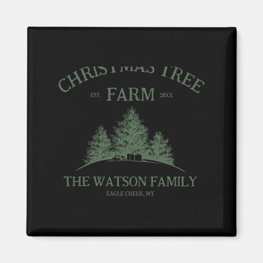 Family Name Christmas Tree Farm Retro  Magnet (Vorne)