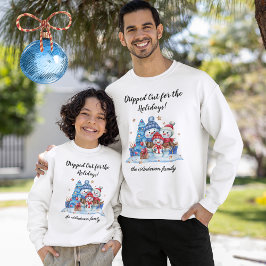 Family Name, Cute Snowman Family Dripped Out White Sweatshirt
