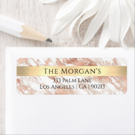 Family Name Gold Band White & Rose Gold Marble Vs2