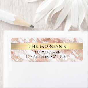 Family Name Gold Band White & Rose Gold Marble Vs2
