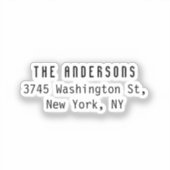 Family Name Modern Plain Professional Black White Aufkleber (Vorderseite)