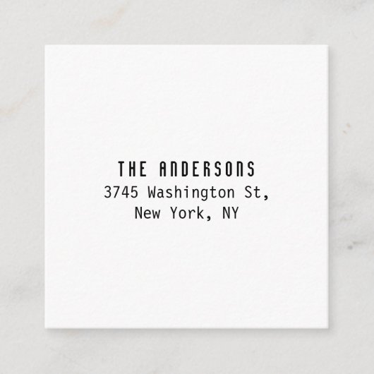 Family Name Modern Plain Professional Black White Begleitkarte (Vorderseite)