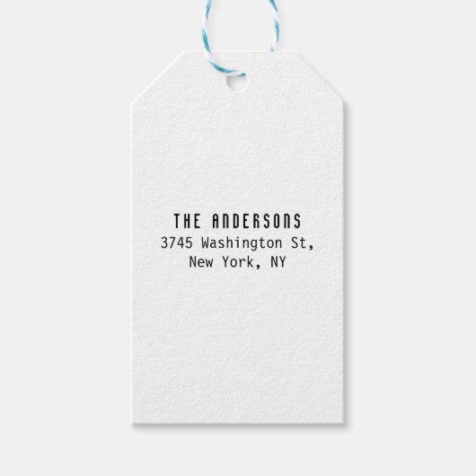 Family Name Modern Plain Professional Black White Geschenkanhänger (Vorderseite)