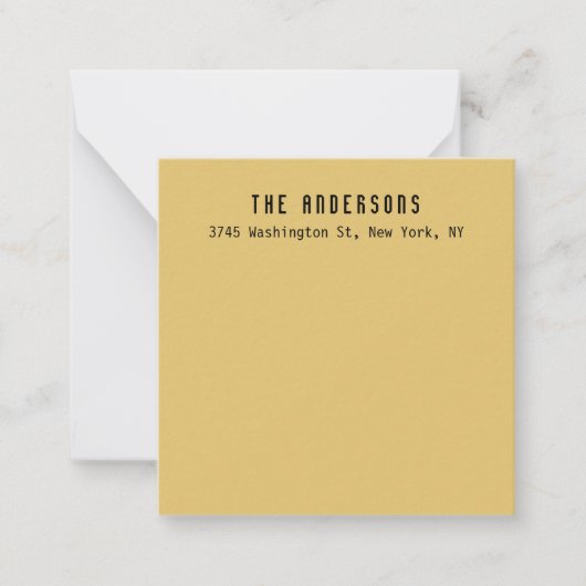 Family Name Modern Plain Professional Brass Yellow Mitteilungskarte (Vorderseite)