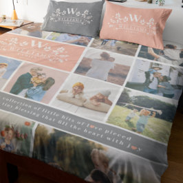 Family Name Monogram | 15 Photo Collage Fleecedecke