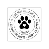 Family Name Pet Paw Print Round Address Gummistempel (Prägung)