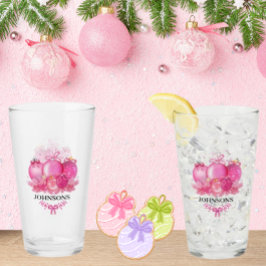 Family Name Pink Christmas Collection Piece Glas