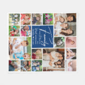 Family Name Quote 17 Photo Collage Blue And White Fleecedecke (Vorderseite (Horizontal))