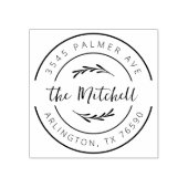 Family Name Return Address Eucalyptus Round Logo Gummistempel (Prägung)