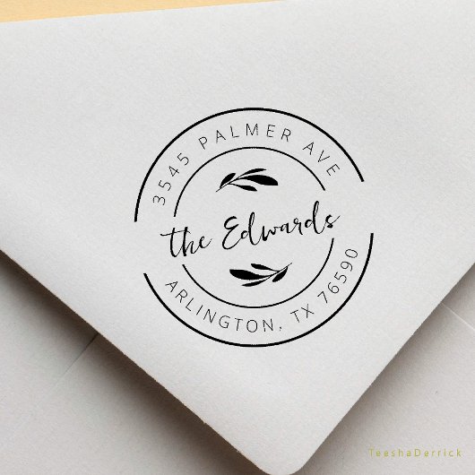 Family Name Return Address Eucalyptus Round Logo Gummistempel