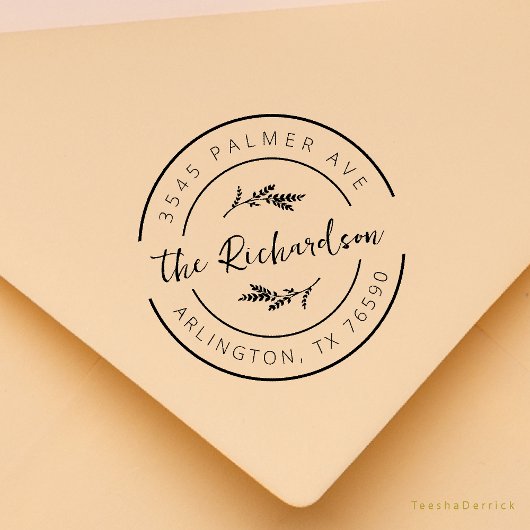Family Name Return Address Eucalyptus Round Logo Gummistempel