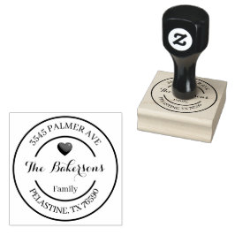 Family Name Return Address round logo Gummistempel