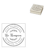 Family Name Return Address Vines Round Logo Gummistempel (Stempel)
