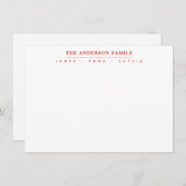 Family Name Script Candy Red Typography Font Mitteilungskarte (Vorne/Hinten)