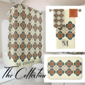 Family Name Spanish Tiles Flower Pattern Azulejos  Duschvorhang