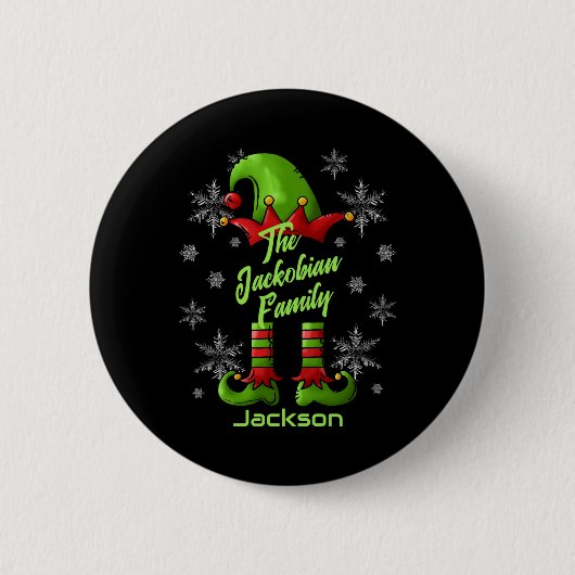 Family Name Year Reunion Matching Christmas Elf T Button (Vorderseite)