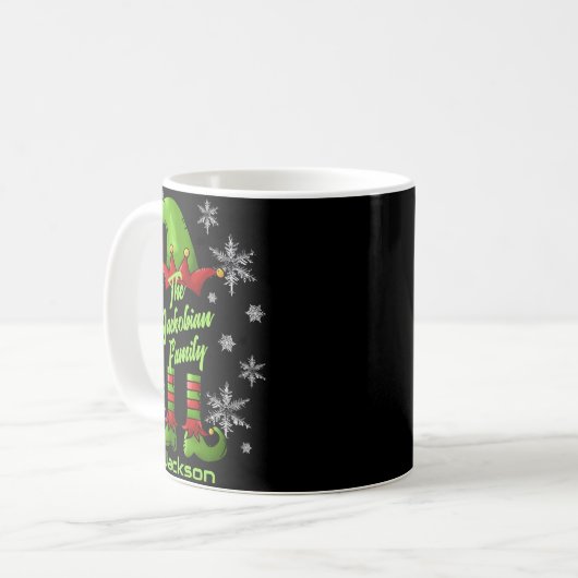 Family Name Year Reunion Matching Christmas Elf T Kaffeetasse (Vorderseite Links)