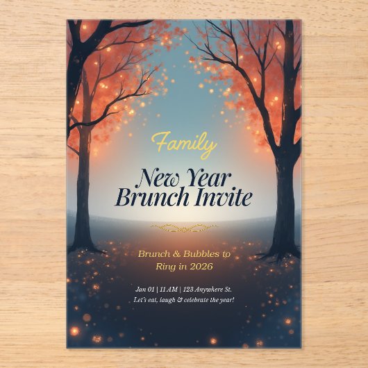 Family New Year Brunch Acrylic Invitation Acryleinladungen (Vorderseite)