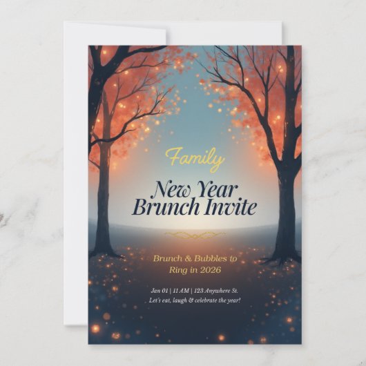 Family New Year Brunch Invitation Magical Forest Einladung (Vorderseite)