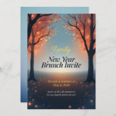 Family New Year Brunch Invitation Magical Forest Einladung (Vorne/Hinten)