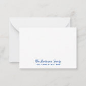 FAMILY NOTECARDS Stationery Cursive Names Blue Mitteilungskarte (Vorderseite)