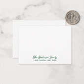 FAMILY NOTECARDS Stationery Cursive Names Green Mitteilungskarte (Vorderseite/Rückseite Beispiel)