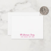 FAMILY NOTECARDS Stationery Cursive Names Magenta Mitteilungskarte (Vorderseite/Rückseite Beispiel)