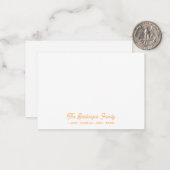 FAMILY NOTECARDS Stationery Cursive Names Orange Mitteilungskarte (Vorderseite/Rückseite Beispiel)