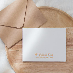 FAMILY NOTECARDS Stationery Cursive Names Orange Mitteilungskarte