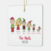 Family of 5 with Pet Personalized Christmas Keramikornament (Links)