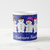 Family of Four Snowmen Blue Sparkle Winter    Jumbo-Tasse (Vorderseite)