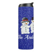 Family of Four Snowmen Blue Sparkle Winter   Table Thermosbecher (Nach links gedreht)