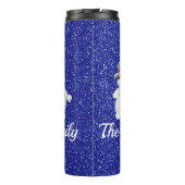 Family of Four Snowmen Blue Sparkle Winter   Table Thermosbecher (Rückseite)