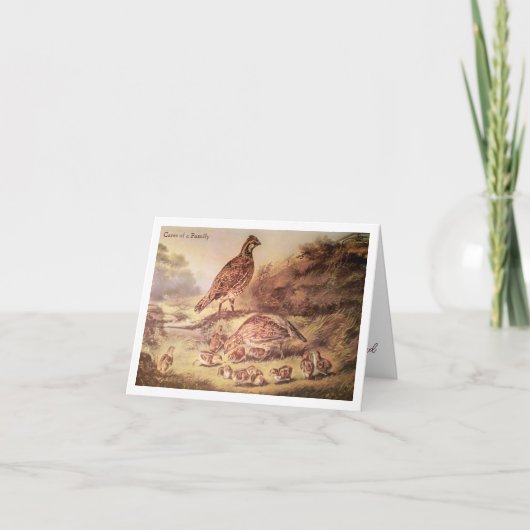Family of Quail Woodland Nature Thank You Card Dankeskarte (Vorderseite)
